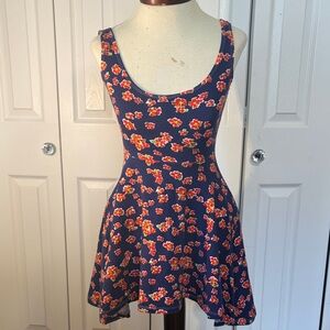 Sparkle And Fade XS Navy Floral Fit & Flare Sundress Sleeveless